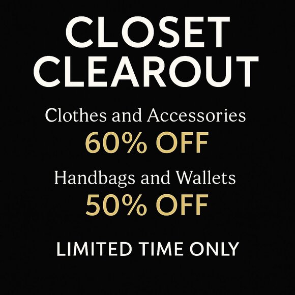 CLOSET CLEAROUT - 50-60% OFF EVERYTHING - LIMITED TIME - Picture 1 of 1